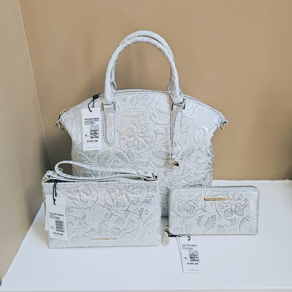 NWT Brahmin CHROME ESTONIA Large Duxbury, Lorelei, & Suri Wallet